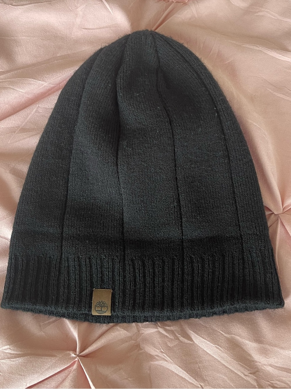 Timberland beanie hat VINTAGE black knit classic style logo winter activewear